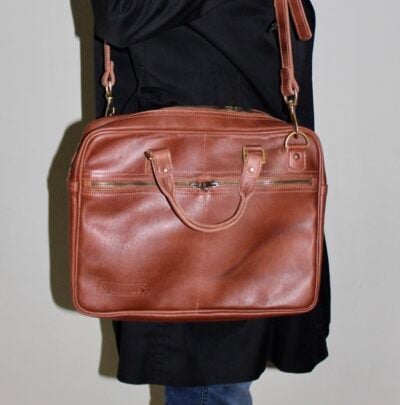 Custom made laptop bag made of real leather photos from customer