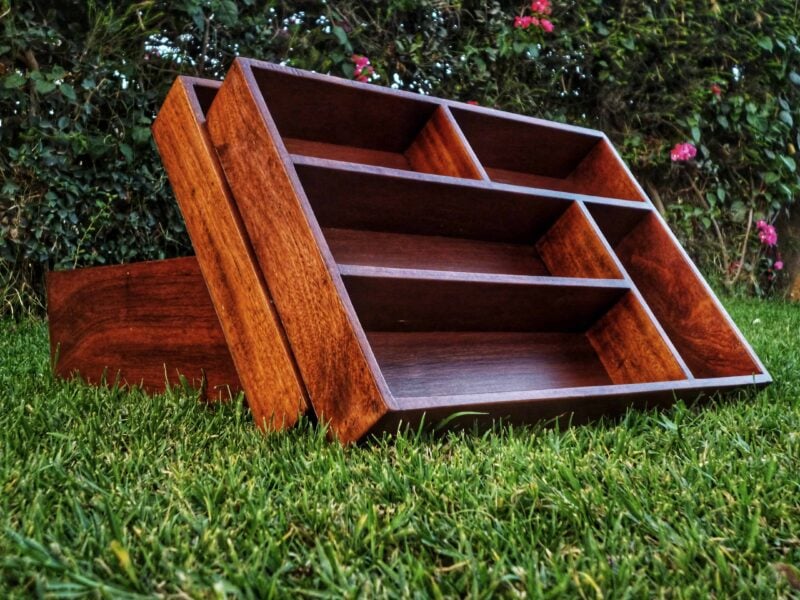 Three custom made cutlery boxes