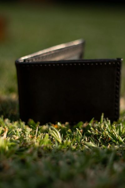 custom made very small black leather wallet - 9x6.5 cm