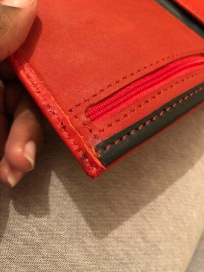 Custom made black and red wallet