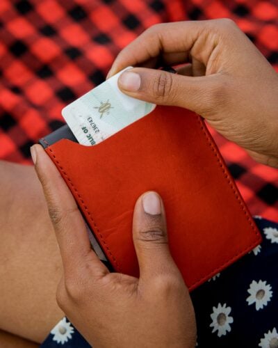 Custom made black and red wallet