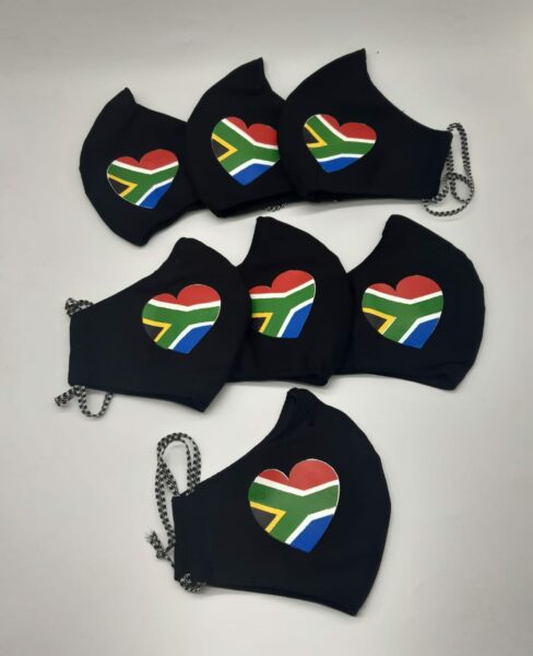 7 Custom made face masks with the flag from South Africa