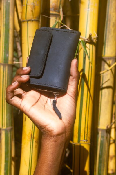 custom made black leather wallet